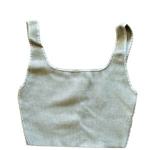 Babaton Taupe Ribbed Crop Top Size Small